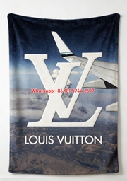 Luxury LV Airplane View Flannel Sofa Throw Blanket 456